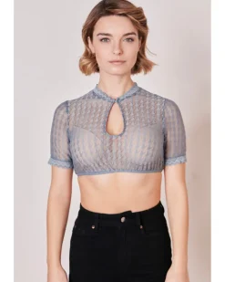 Krüger Collection Dirndlbluse "Bernarda" Kurzarm 216367 | Hellblau