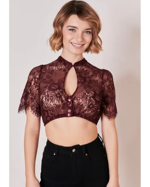 Krüger Collection Dirndlbluse "Teona" Halbarm 213166 | Bordeaux