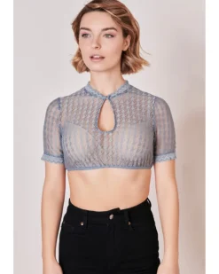 Krüger Collection Dirndlbluse "Bernarda" Kurzarm 216367 | Hellblau