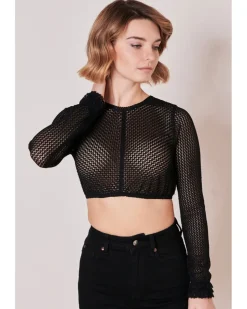 Krüger Collection Langarm Dirndlbluse "Araceli" mit Lochspitze 216267 | Schwarz