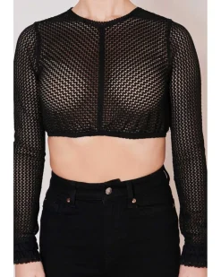 Krüger Collection Langarm Dirndlbluse "Araceli" mit Lochspitze 216267 | Schwarz
