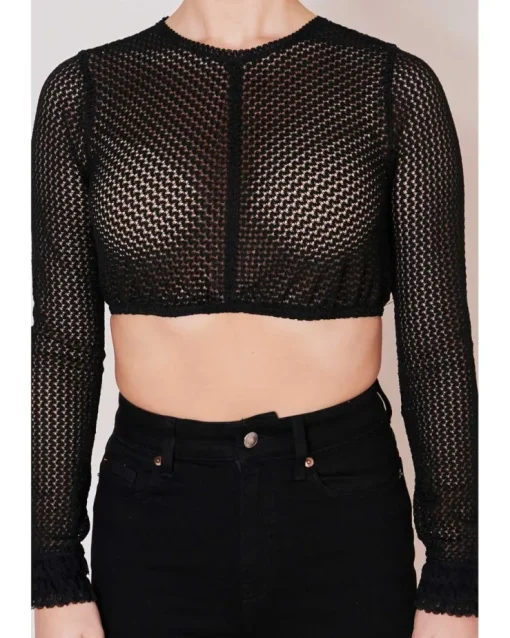 Krüger Collection Langarm Dirndlbluse "Araceli" mit Lochspitze 216267 | Schwarz
