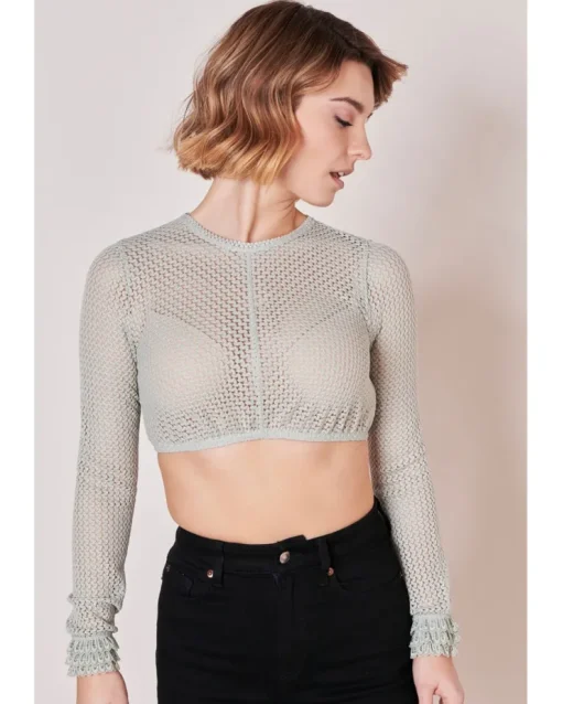 Krüger Collection Langarm Dirndlbluse "Araceli" mit Lochspitze 216267 | Hellgrün