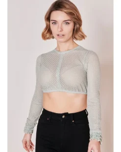 Krüger Collection Langarm Dirndlbluse "Araceli" mit Lochspitze 216267 | Hellgrün