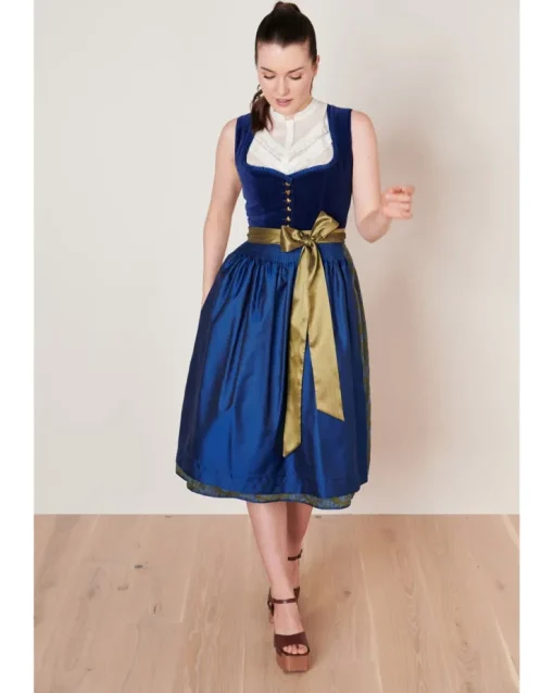 Krüger Collection Samt Dirndl "Carlotta" 112266 | Blau 70cm