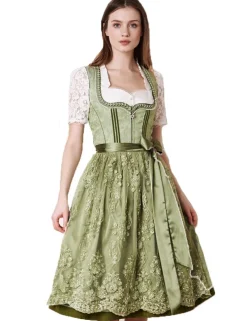 Krüger Dirndl "Gesia" mit Spitzenschürze 111065 | Hellgrün 70cm