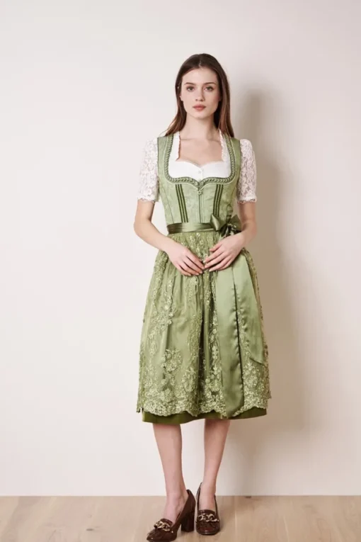 Krüger Dirndl "Gesia" mit Spitzenschürze 111065 | Hellgrün 70cm