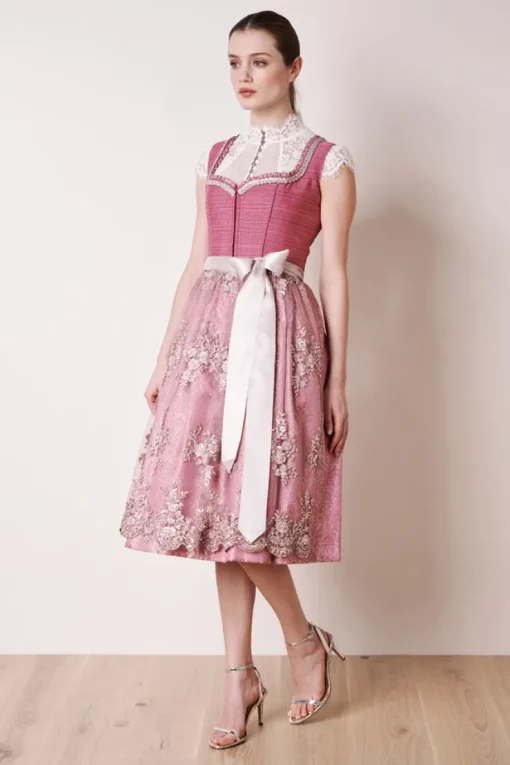 Krüger Dirndl "Pati" mit Spitzenschürze 116165 | Pink 70cm