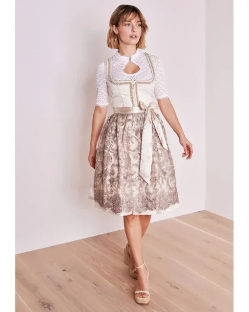 Krüger MADL Dirndl "Fia" mit Spitzenschürze 416966 | Natur 60cm