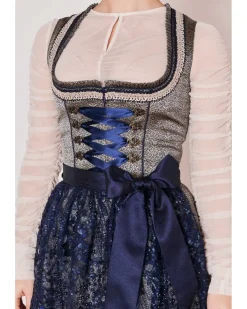 Krüger MADL Dirndl "Isi" mit Spitzenschürze 415367 | Blau 60cm