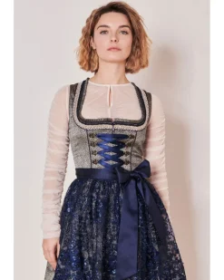 Krüger MADL Dirndl "Isi" mit Spitzenschürze 415367 | Blau 60cm