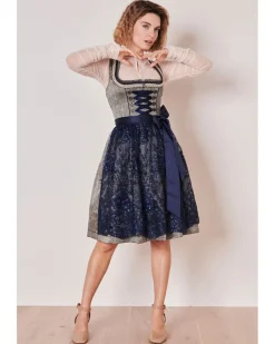 Krüger MADL Dirndl "Isi" mit Spitzenschürze 415367 | Blau 60cm
