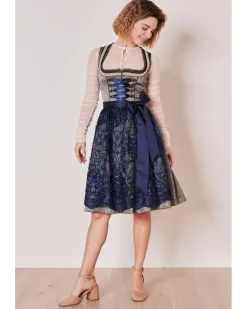 Krüger MADL Dirndl "Isi" mit Spitzenschürze 415367 | Blau 60cm