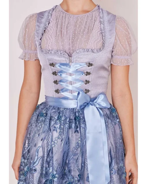 Krüger MADL Dirndl "Karlotta" mit Spitzenschürze 419067 | Hellblau 50cm