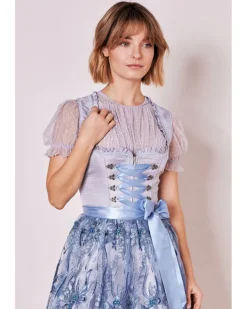 Krüger MADL Dirndl "Karlotta" mit Spitzenschürze 419067 | Hellblau 50cm