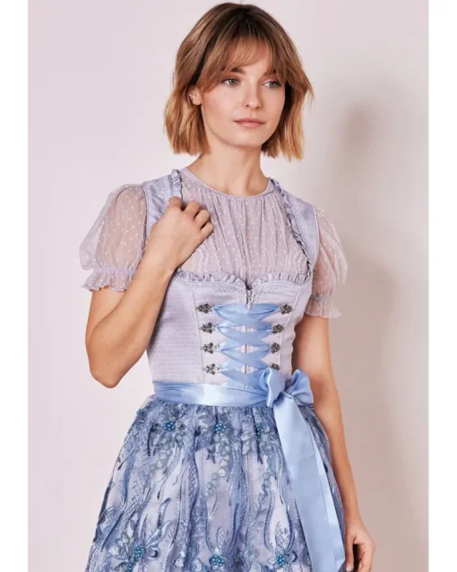 Krüger MADL Dirndl "Karlotta" mit Spitzenschürze 419067 | Hellblau 50cm