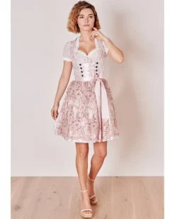 Krüger MADL Dirndl "Lia" mit Spitzenschürze 415767 | Rose 50cm