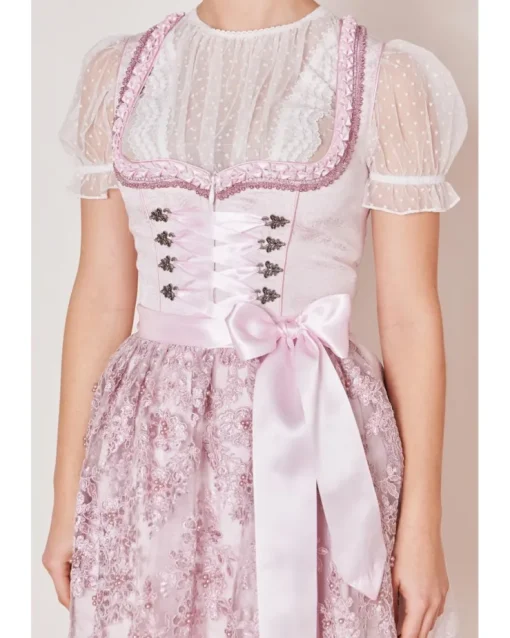 Krüger MADL Dirndl "Paulin" mit Spitzenschürze 417067 | Rose 50cm