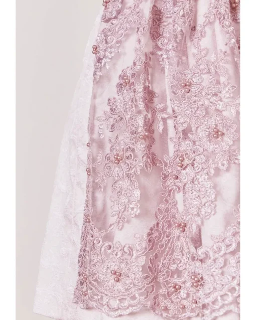 Krüger MADL Dirndl "Paulin" mit Spitzenschürze 417067 | Rose 50cm
