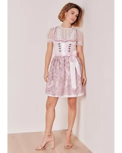Krüger MADL Dirndl "Paulin" mit Spitzenschürze 417067 | Rose 50cm