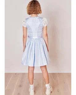 Krüger MADL Dirndl "Samantha" mit Spitzenschürze 419167 | Hellblau 50cm
