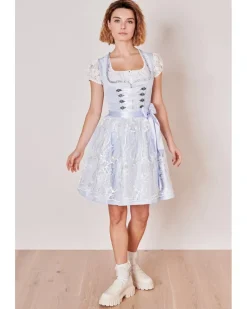 Krüger MADL Dirndl "Samantha" mit Spitzenschürze 419167 | Hellblau 50cm