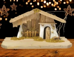 Krippenstall Weihnachtskrippe "Kötzing" 30x16x15cm Naturfarben Hütte | 78103
