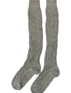 Lange Trachten Strümpfe Shopper Socken mit Zopfmuster | Nussbraun