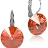 LUISIA® 12 mm Ohrringe Rivoli mit Kristallen von Swarovski® - Padparatscha / Koralle