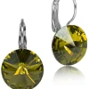 LUISIA® 14 mm Ohrringe Rivoli mit Kristallen von Swarovski® - Olivgrün