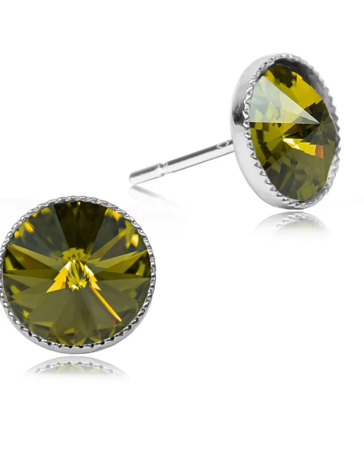 LUISIA® 6 mm Ohrstecker "Joy" mit Kristallen von Swarovski® | Olivgrün