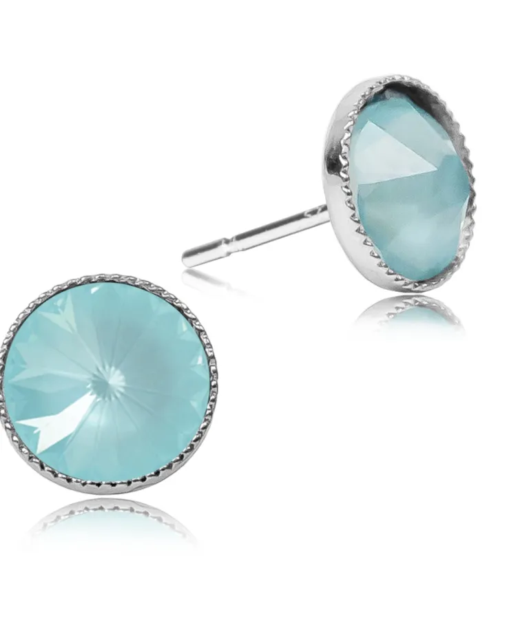 LUISIA® 6 mm Ohrstecker "Joy" mit Kristallen von Swarovski® | Matt Sky Himmelblau