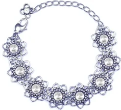 LUISIA® Armband Leandra mit Herzblüten und Kristallen von Swarovski® - Crystal / Kristall