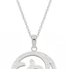 LUISIA® Edelstahl Halskette 50+5 cm Silber mit Anhänger | Welle mit Zirkonia