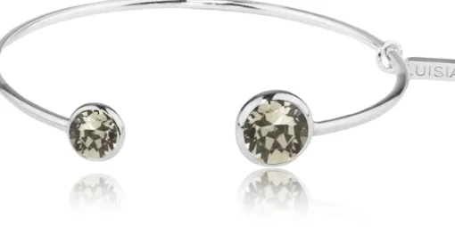 LUISIA® Einreihiger Armreif "Fjella" mit zwei Kristallen von Swarovski® - Silber / Black Diamond