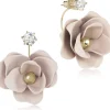 LUISIA® Front Back Ohrringe Jarla mit Blumen - 16 Karat vergoldet Altrosa