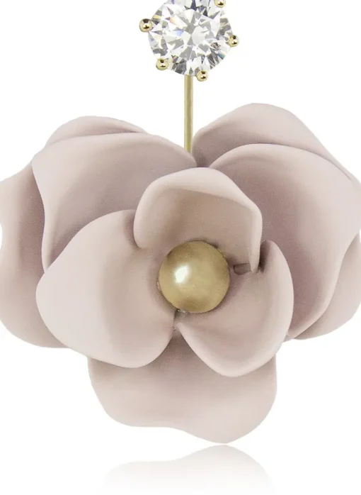 LUISIA® Front Back Ohrringe Jarla mit Blumen - 16 Karat vergoldet Altrosa