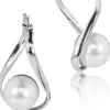 LUISIA® Geschwungene Ohrringe "Liora" mit Perle von Swarovski® - Silber / White Pearl