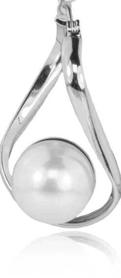LUISIA® Geschwungene Ohrringe "Liora" mit Perle von Swarovski® - Silber / White Pearl