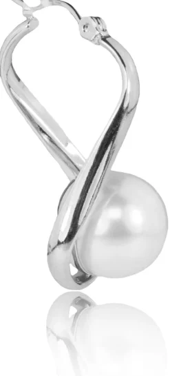 LUISIA® Geschwungene Ohrringe "Liora" mit Perle von Swarovski® - Silber / White Pearl