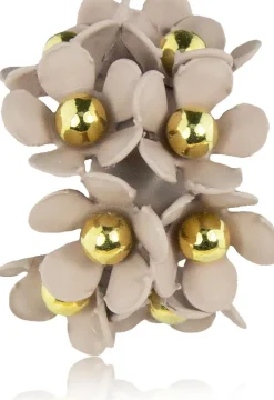 LUISIA® Halb Creolen Ohrstecker Mia mit Blüten - 16 Karat vergoldet Altrosa