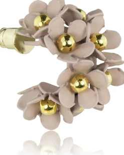 LUISIA® Halb Creolen Ohrstecker Mia mit Blüten - 16 Karat vergoldet Altrosa