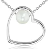 LUISIA® Halskette mit Anhänger "Herz mit Perle" 67115 | 925 Silber (50 cm Länge)