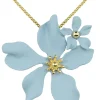 LUISIA® Halskette Nelia mit Blumen - 16 Karat vergoldet Hellblau