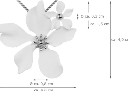 LUISIA® Halskette Nelia mit Blumen - 16 Karat vergoldet Hellblau