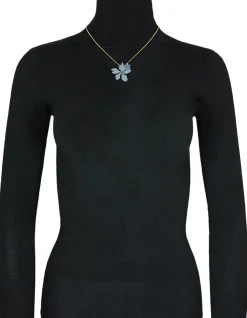 LUISIA® Halskette Nelia mit Blumen - 16 Karat vergoldet Hellblau