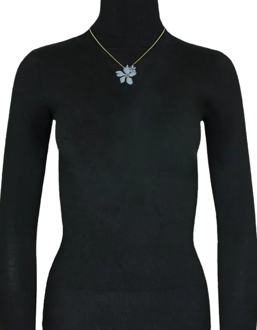 LUISIA® Halskette Nelia mit Blumen - 16 Karat vergoldet Hellblau