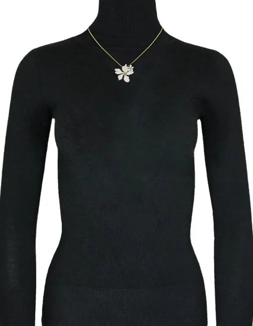 LUISIA® Halskette Nelia mit Blumen - 16 Karat vergoldet Weiß