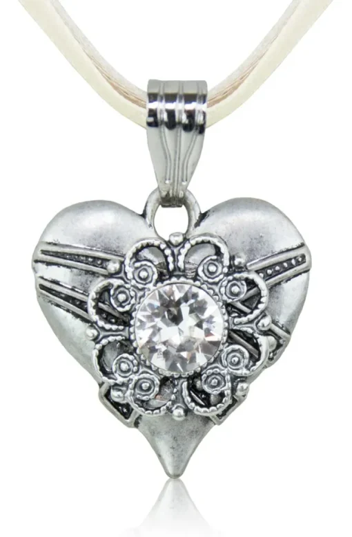 LUISIA® Halskette Paula mit Herzanhänger und Kristall von Swarovski® - Creme