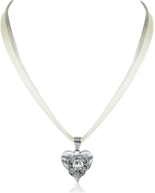 LUISIA® Halskette Paula mit Herzanhänger und Kristall von Swarovski® - Creme